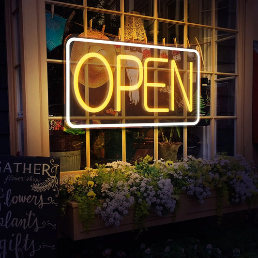 Open Sign - LED Neon Sign (USB Powered)(16 in x 9 in)